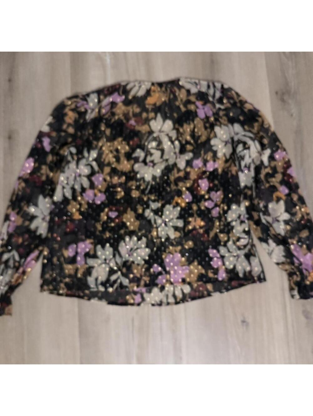 Loft Black Sheer Floral Blouse